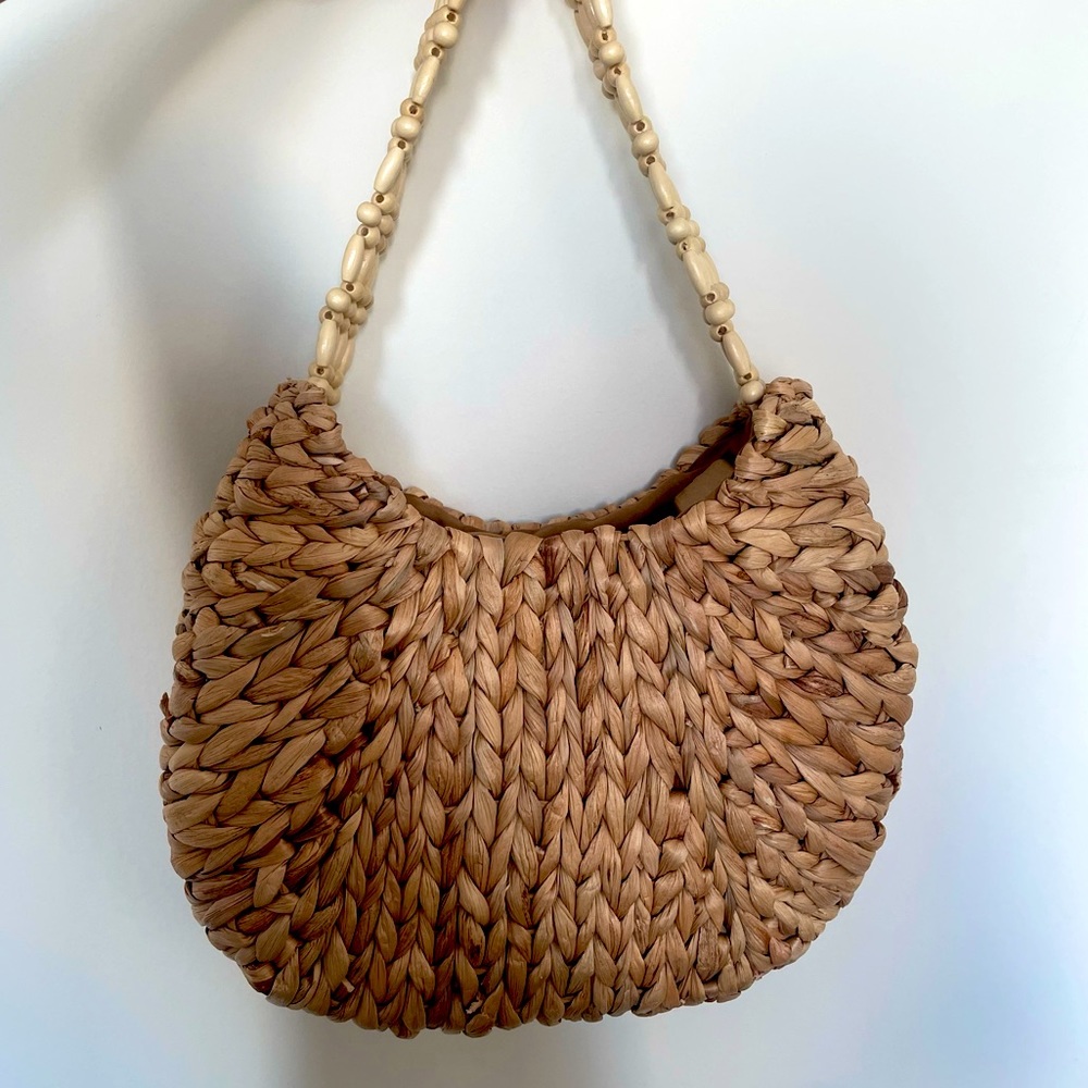 Woven and beaded hand bag